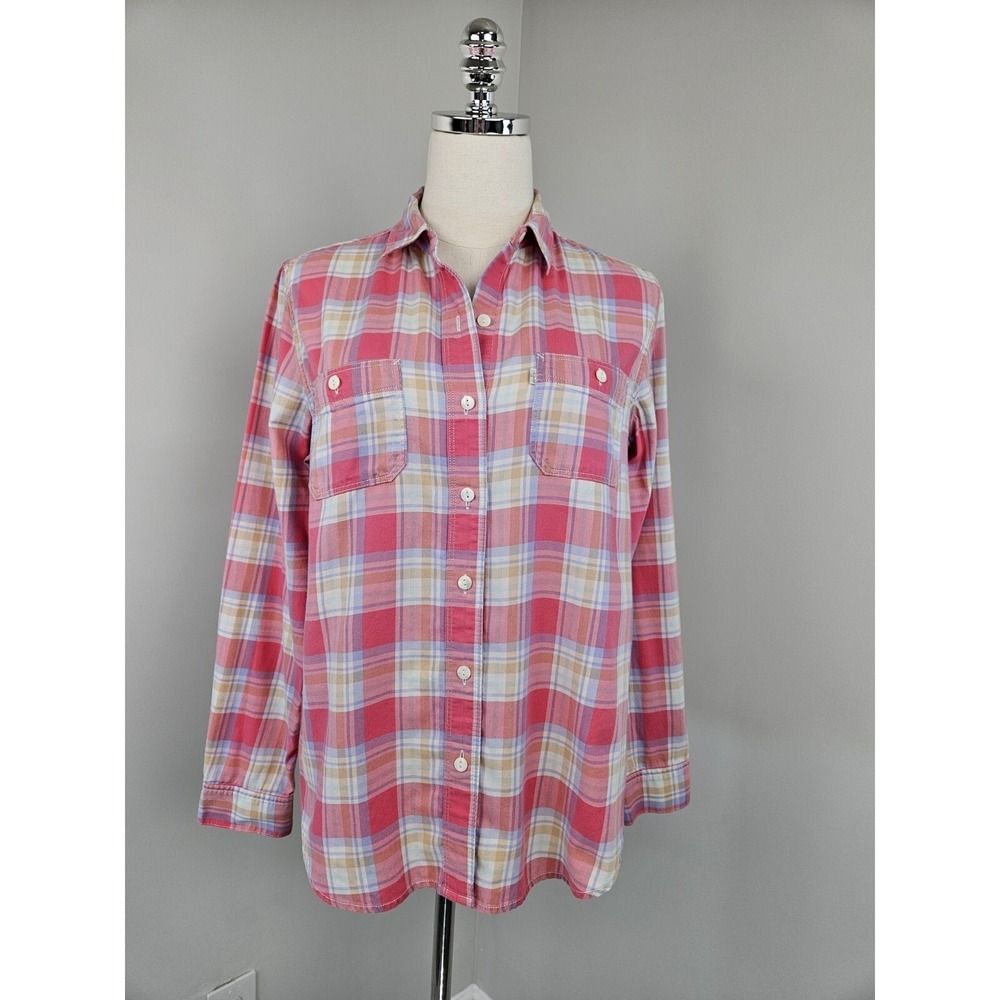 Levis Womens Boyfriend Fit Pink Plaid Flannel Shirt Cotton 26309-0008 Medium